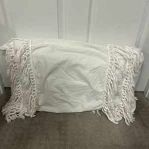 White fringe pillow cover